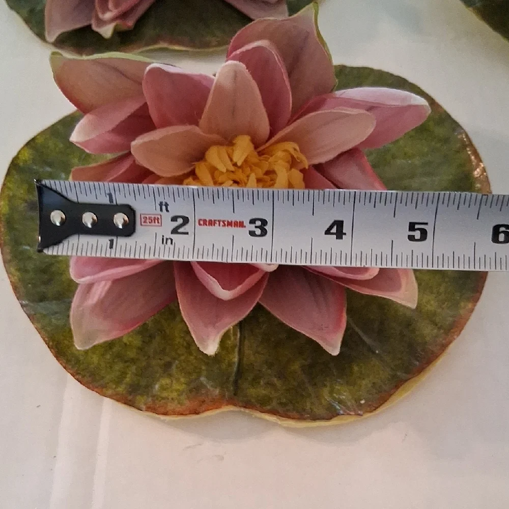 Handmade Pink Faux Water Lily Lotus Pond Picks Craft Floral Decor Set of 10